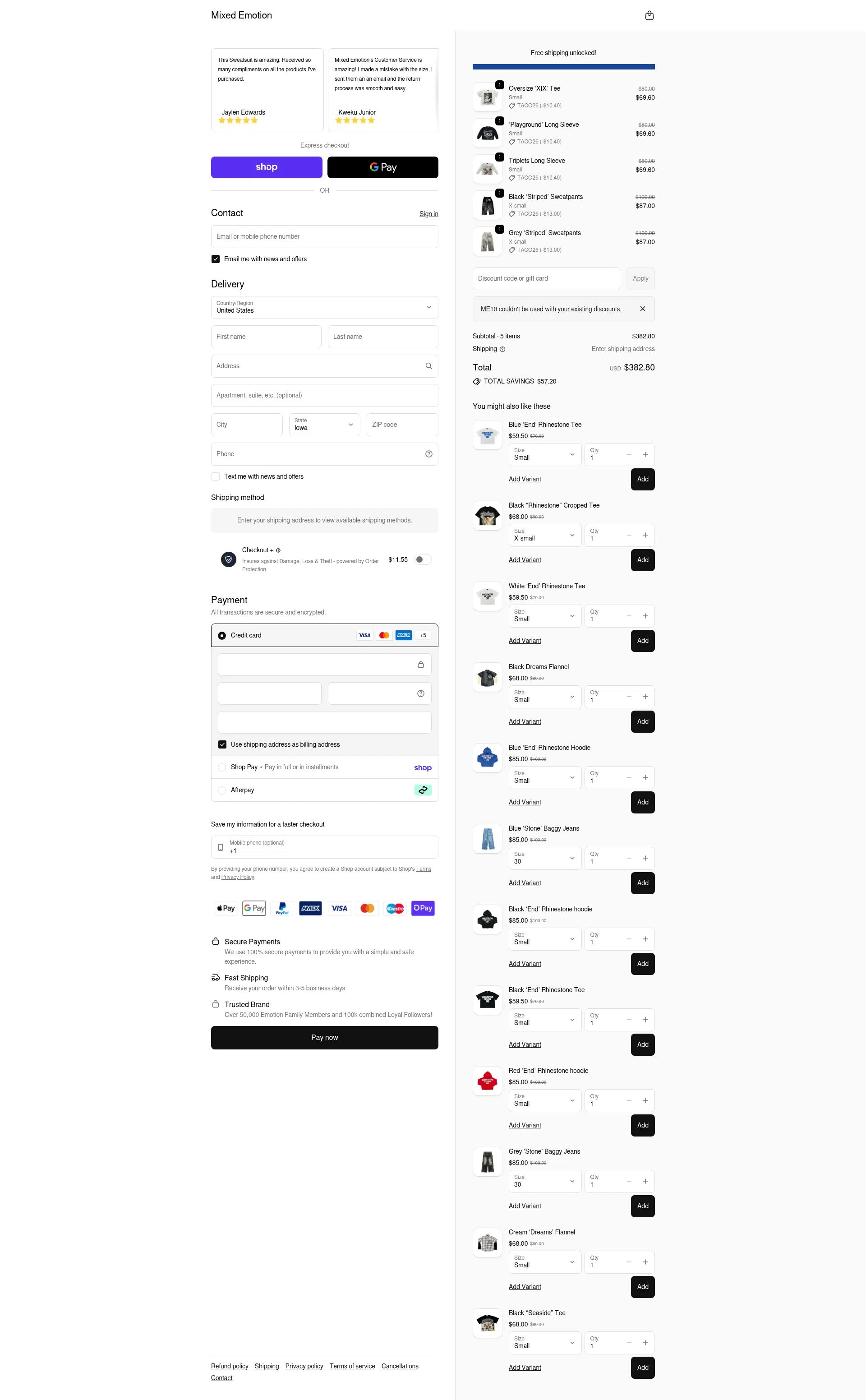 Mixed Emotion checkout page showing Mixed Emotion discount code box | Screenshot taken by SimplyCodes community member on Feb 11, 2026