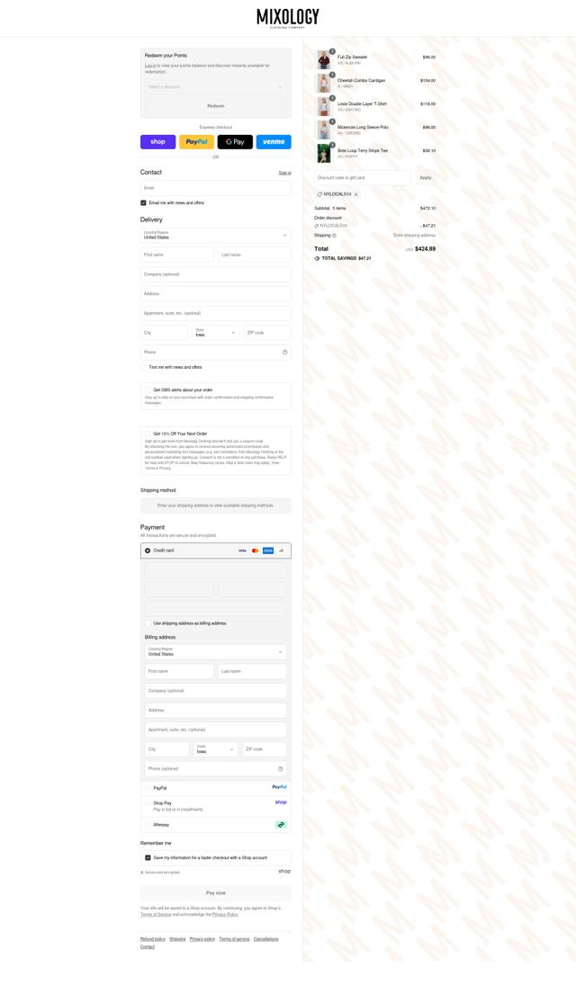 Mixology checkout page showing Mixology coupon code box | Screenshot taken by SimplyCodes community member on Sep 13, 2025