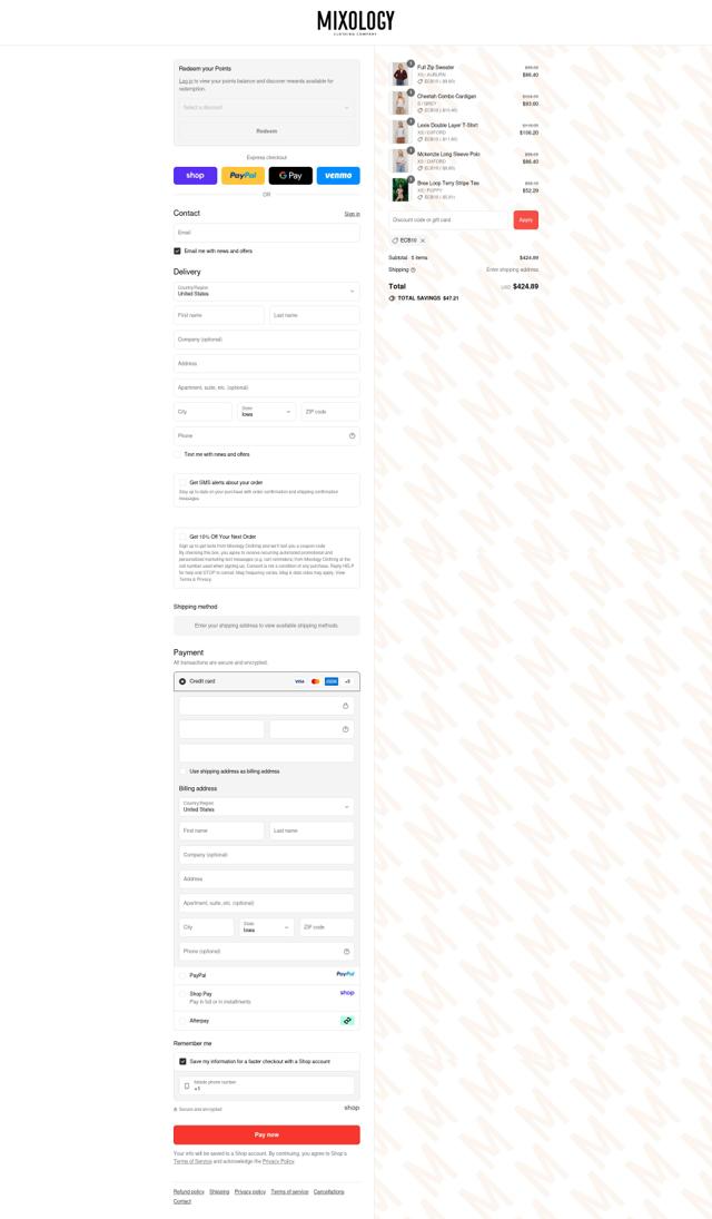 Mixology checkout page showing Mixology coupon code box | Screenshot taken by SimplyCodes community member on Sep 13, 2025