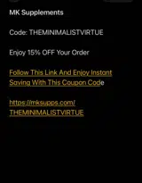 THEMINIMALISTVIRTUE coupon verification screenshot