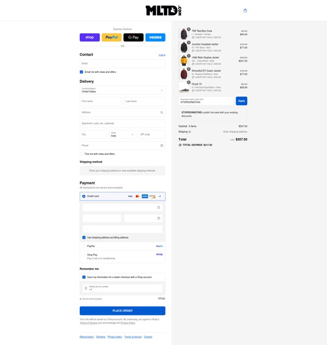 MLTD checkout page showing MLTD coupon code box | Screenshot taken by SimplyCodes community member on Sep 3, 2025