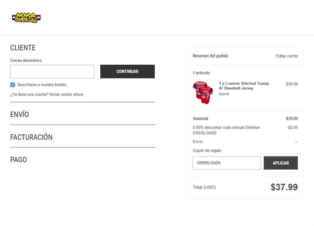 MMA Overload checkout page showing MMA Overload discount code box | Screenshot taken by SimplyCodes community member on Aug 2, 2025