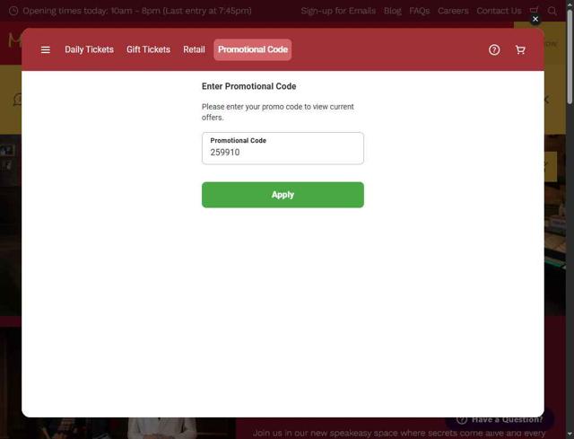 Madame Tussauds Las Vegas checkout page showing Madame Tussauds Las Vegas promo code box | Screenshot taken by SimplyCodes community member on Sep 10, 2025
