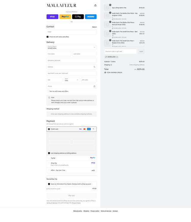 M.M. LaFleur checkout page showing M.M. LaFleur discount code box | Screenshot taken by SimplyCodes community member on Sep 13, 2025