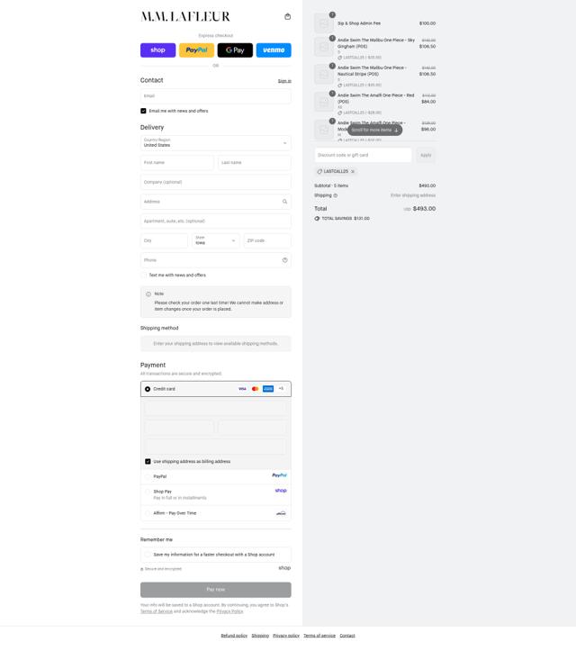 M.M. LaFleur checkout page showing M.M. LaFleur discount code box | Screenshot taken by SimplyCodes community member on Sep 13, 2025