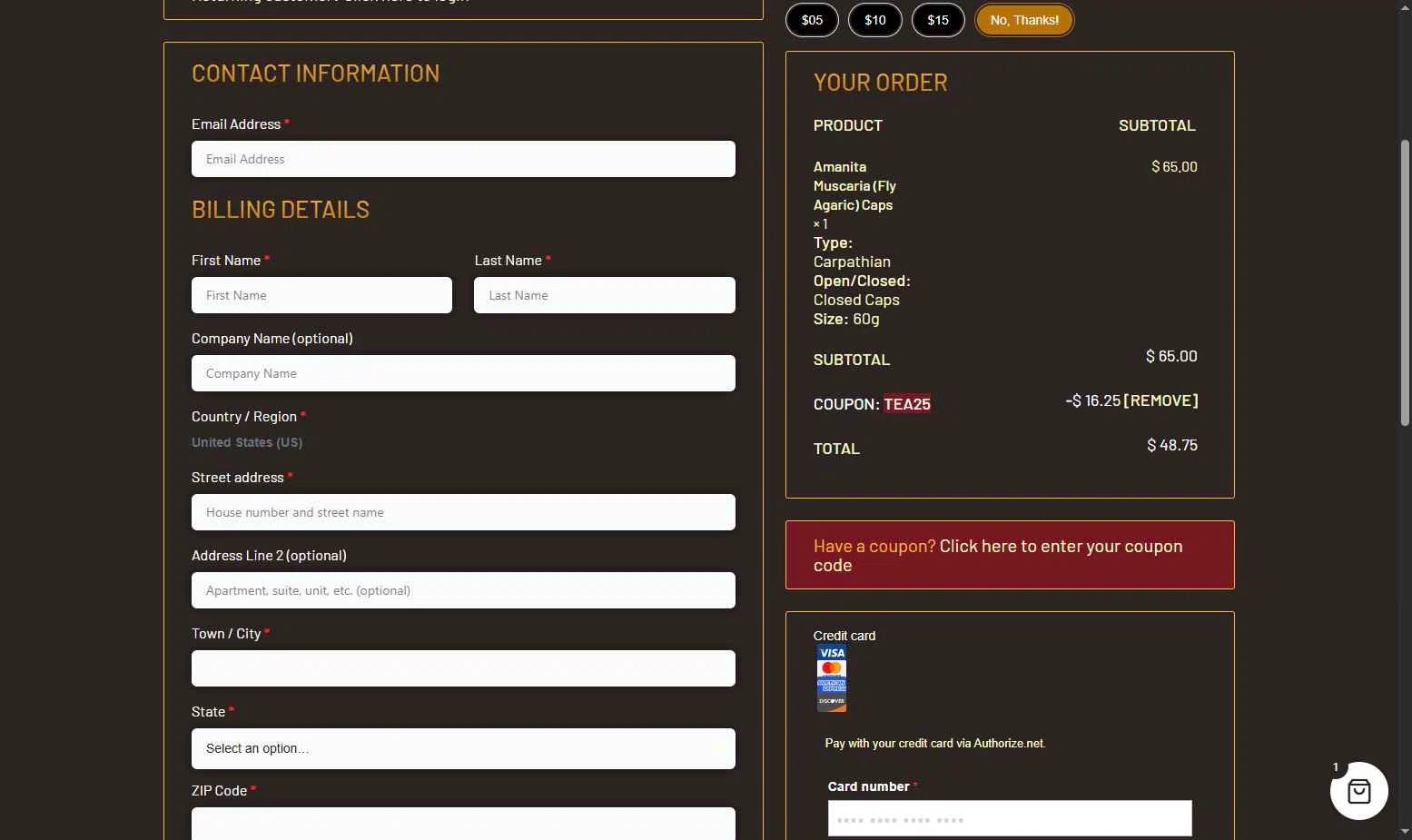 MN Nice Ethnobotanicals checkout page showing MN Nice Ethnobotanicals discount code box | Screenshot taken by SimplyCodes community member on Feb 10, 2026