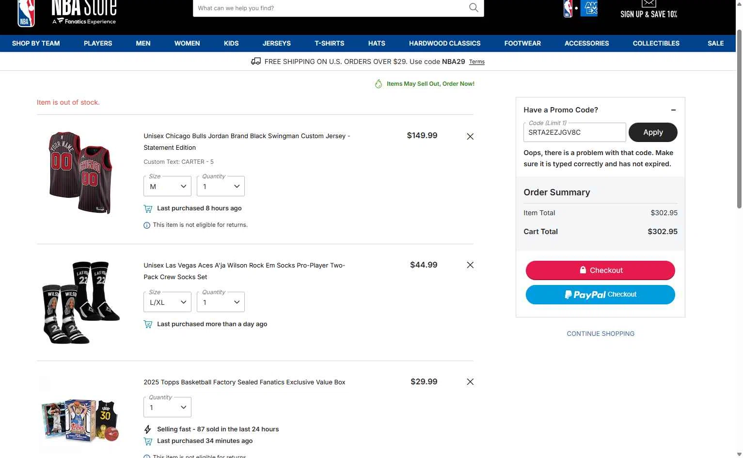 Minnesota Timberwolves checkout page showing Minnesota Timberwolves promo code box | Screenshot taken by SimplyCodes community member on Jan 12, 2026