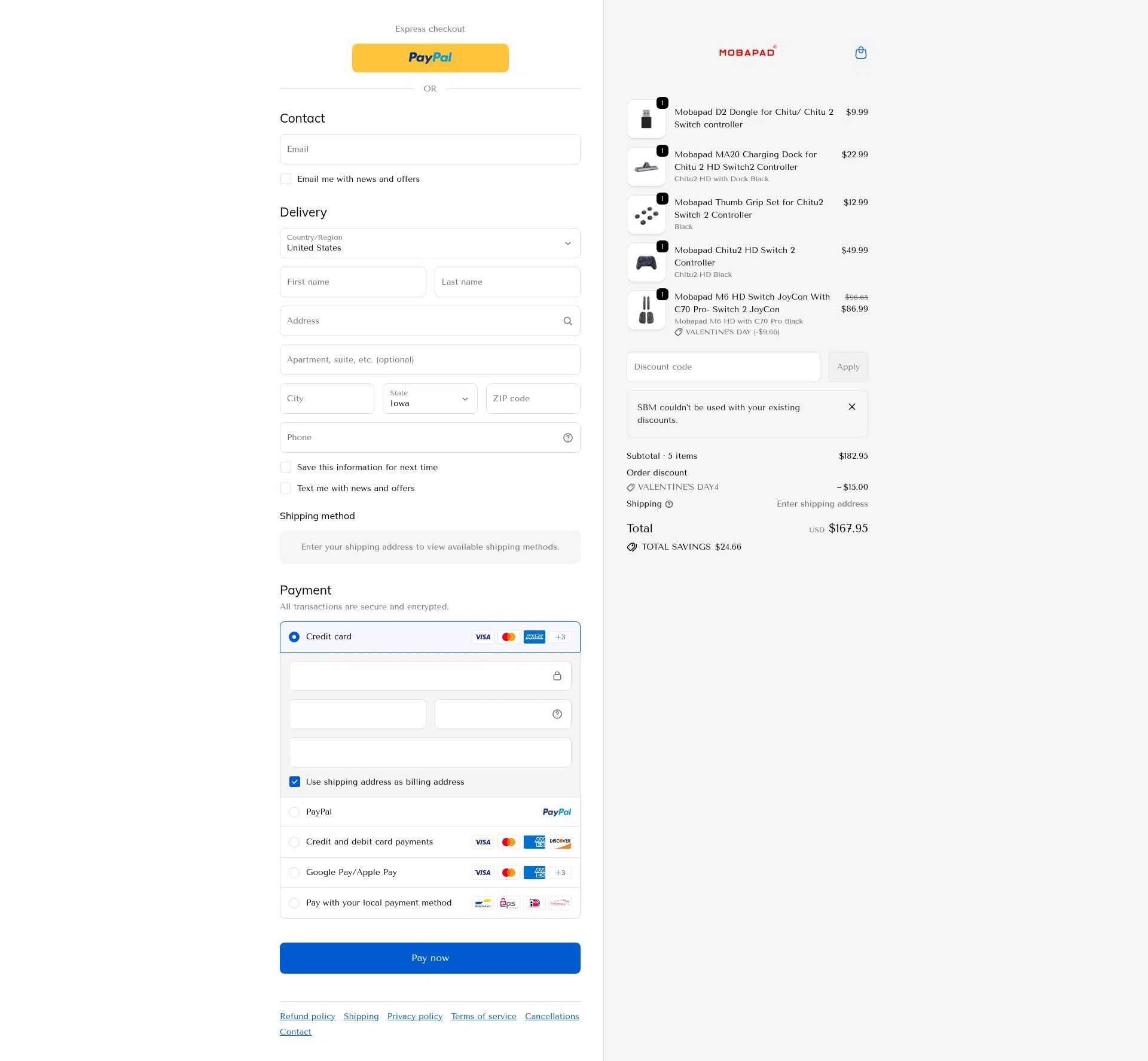 mobapad checkout page showing mobapad discount code box | Screenshot taken by SimplyCodes community member on Feb 14, 2026