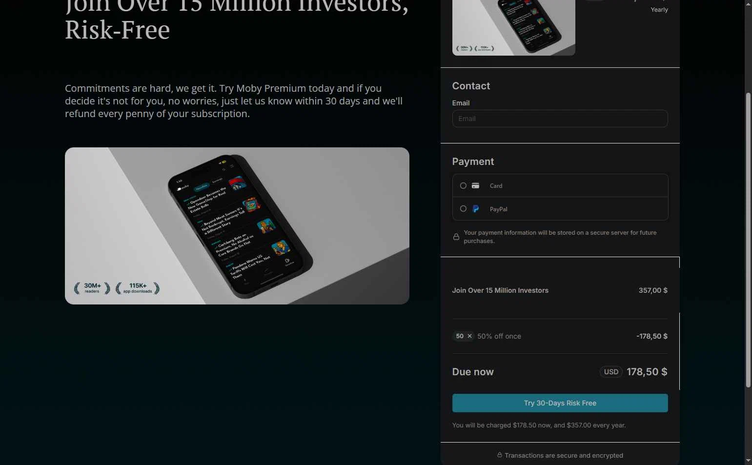 Moby.co checkout page showing Moby.co promo code box | Screenshot taken by SimplyCodes community member on Dec 14, 2025