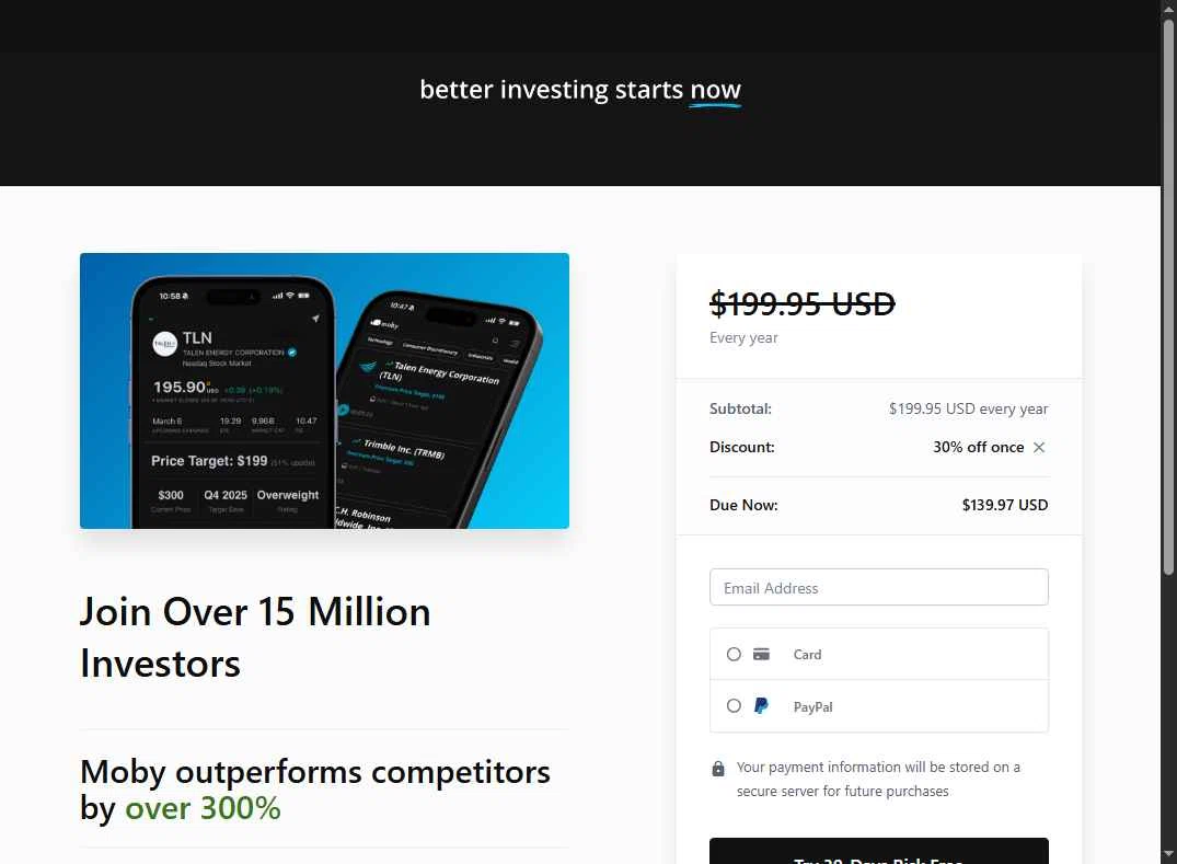 Moby.co checkout page showing Moby.co promo code box | Screenshot taken by SimplyCodes community member on Oct 2, 2025