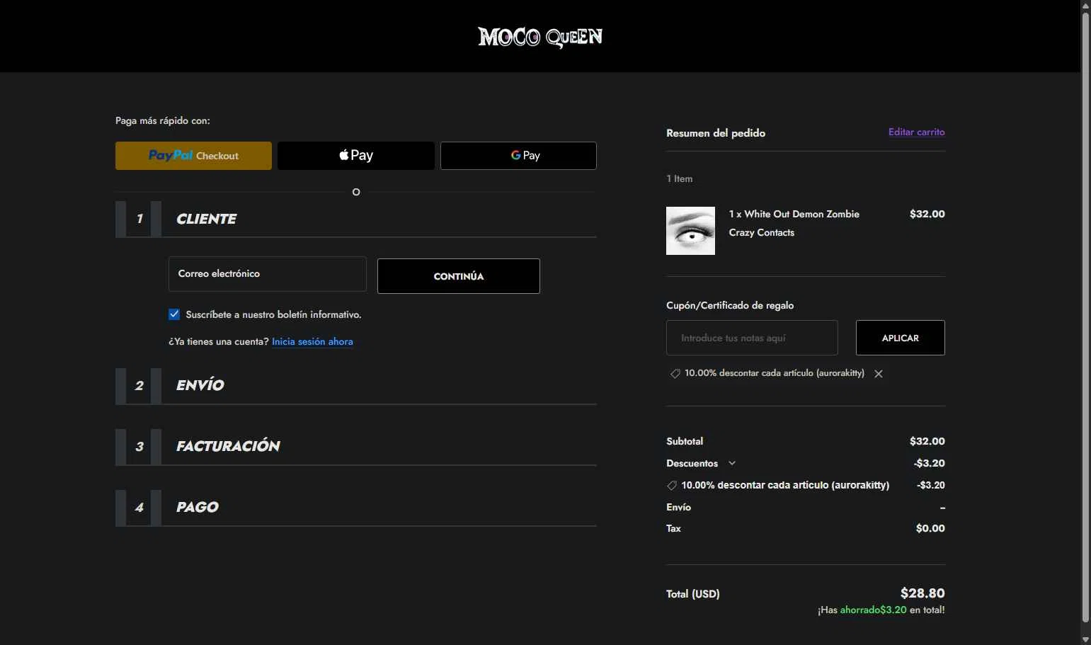 Moco Queen checkout page showing Moco Queen discount code box | Screenshot taken by SimplyCodes community member on Feb 10, 2026