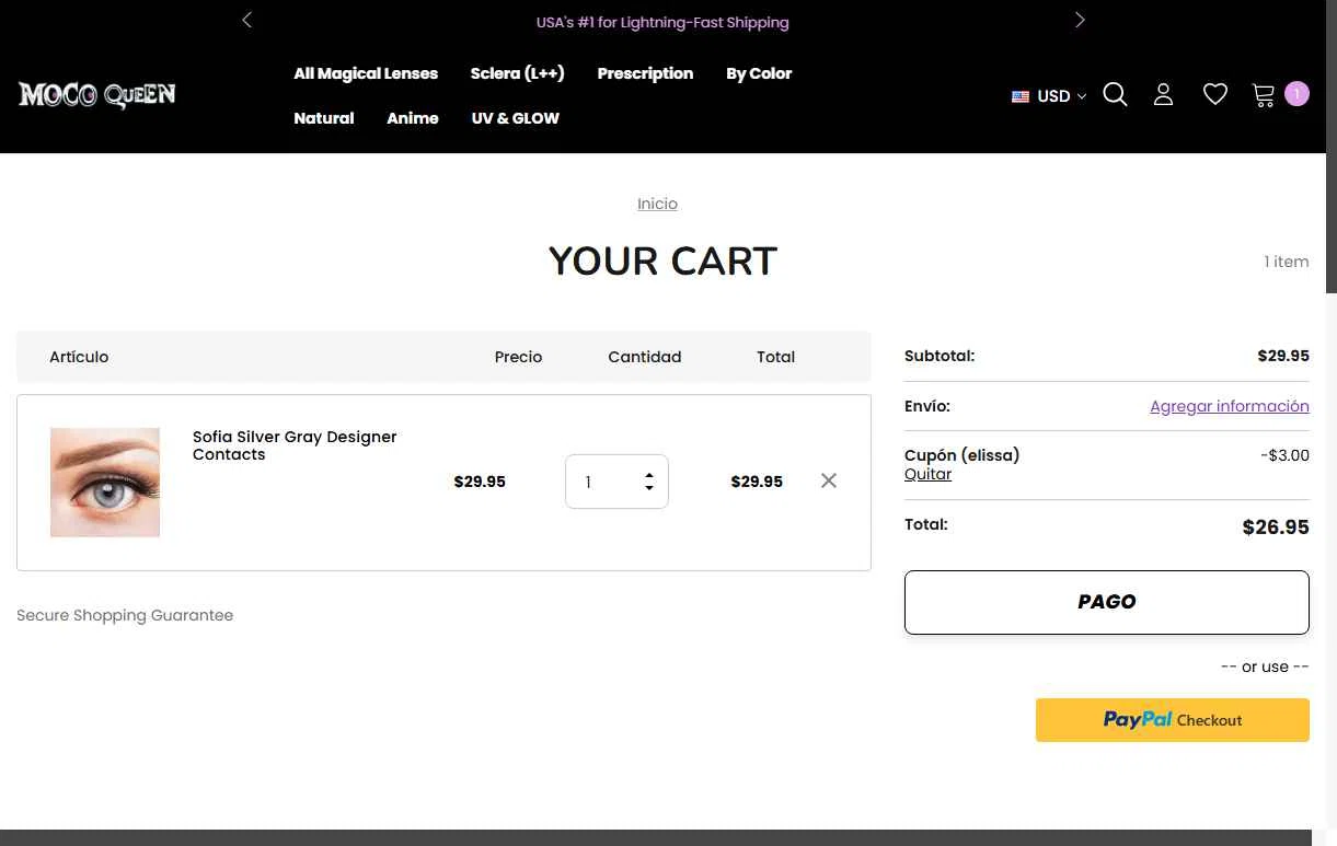 Moco Queen checkout page showing Moco Queen discount code box | Screenshot taken by SimplyCodes community member on Jan 29, 2026