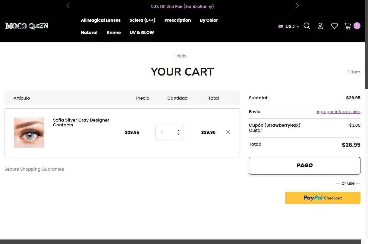 Moco Queen checkout page showing Moco Queen discount code box | Screenshot taken by SimplyCodes community member on Jan 27, 2026