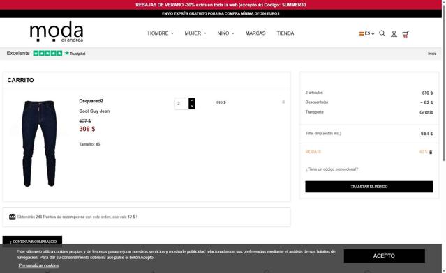 Moda di Andrea checkout page showing Moda di Andrea promo code box | Screenshot taken by SimplyCodes community member on Jul 19, 2025