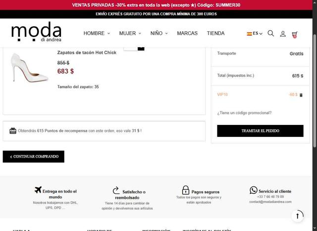 Moda di Andrea checkout page showing Moda di Andrea promo code box | Screenshot taken by SimplyCodes community member on Jun 18, 2025