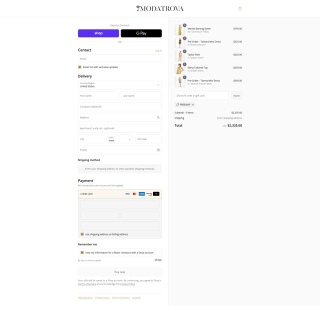 Modatrova checkout page showing Modatrova discount code box | Screenshot taken by SimplyCodes community member on Aug 31, 2025