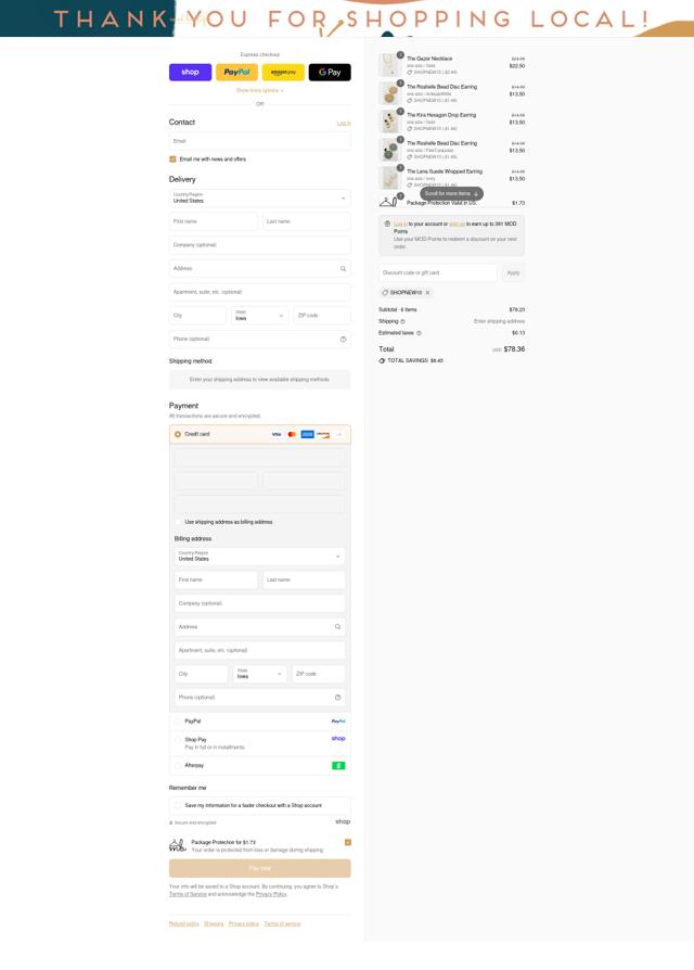 MOD Boutique checkout page showing MOD Boutique discount code box | Screenshot taken by SimplyCodes community member on Sep 8, 2025