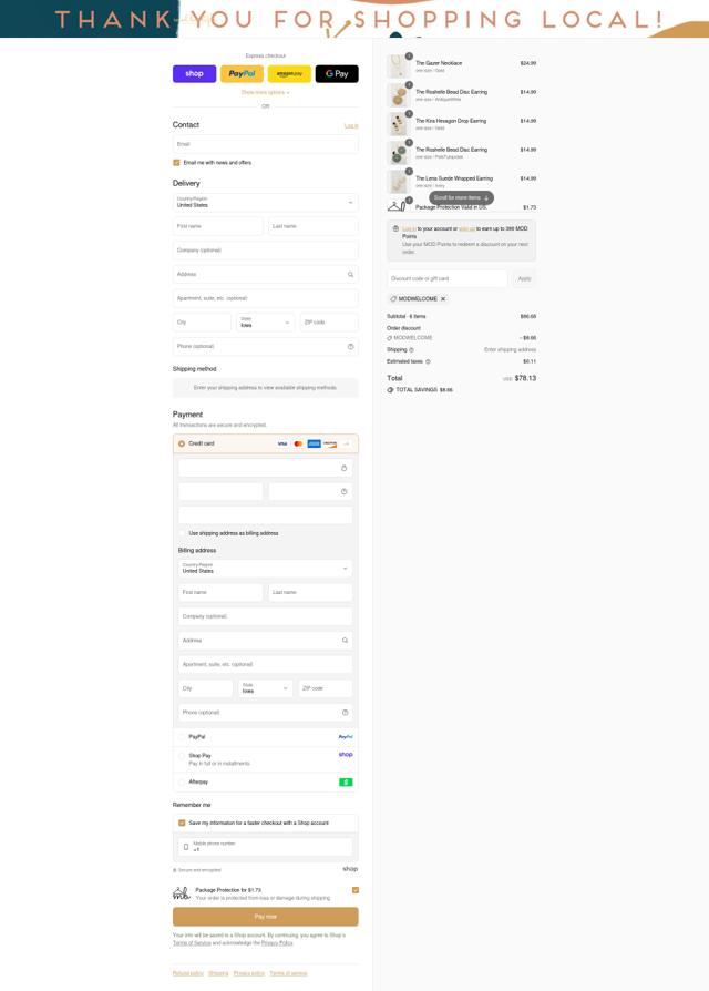 MOD Boutique checkout page showing MOD Boutique discount code box | Screenshot taken by SimplyCodes community member on Sep 8, 2025