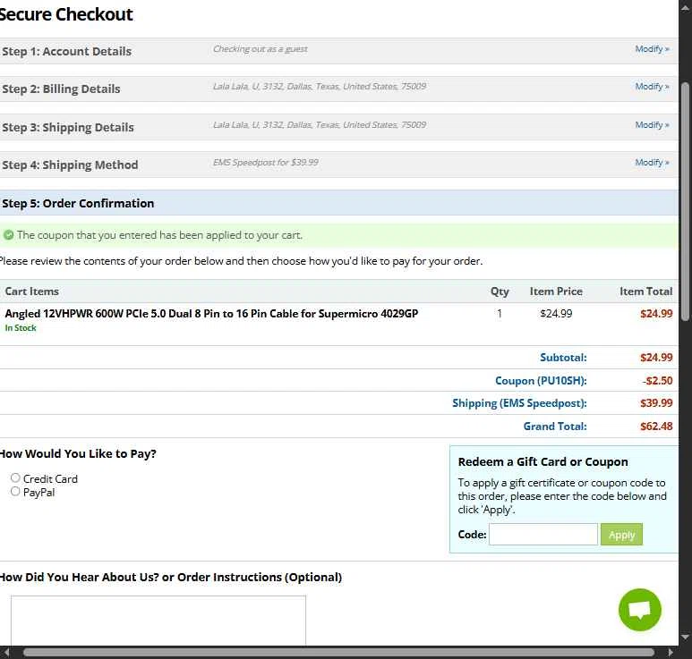 modDIY checkout page showing modDIY coupon code box | Screenshot taken by SimplyCodes community member on Aug 3, 2025