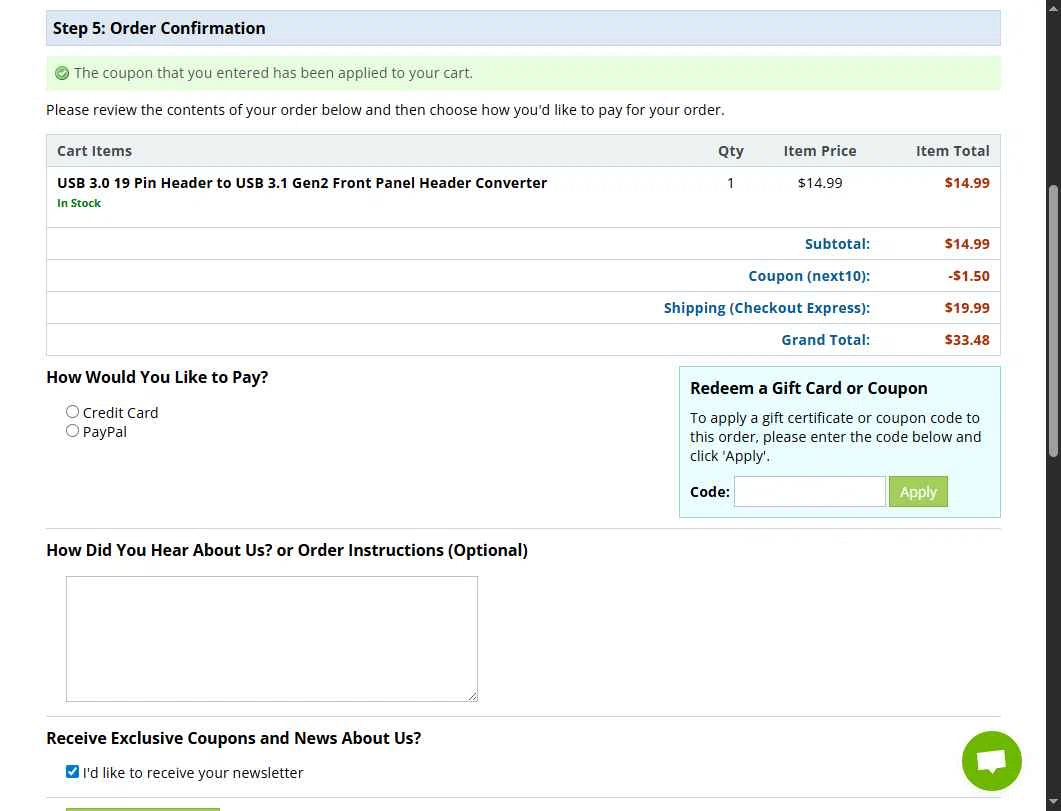 modDIY checkout page showing modDIY coupon code box | Screenshot taken by SimplyCodes community member on Aug 11, 2025