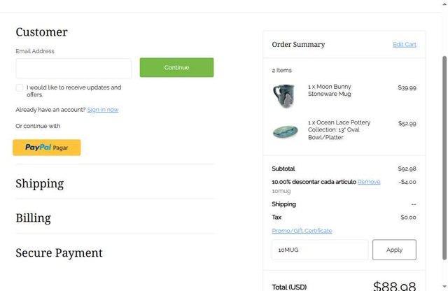 Modern Artisans checkout page showing Modern Artisans coupon code box | Screenshot taken by SimplyCodes community member on Aug 1, 2025