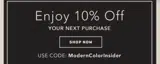 ModernColorInsider coupon verification screenshot
