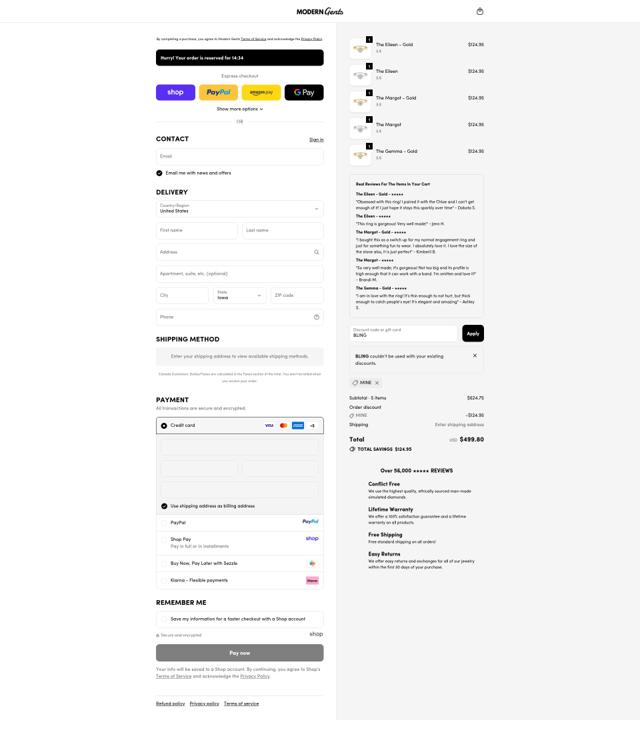 Modern Gents Trading checkout page showing Modern Gents Trading promo code box | Screenshot taken by SimplyCodes community member on Oct 11, 2025