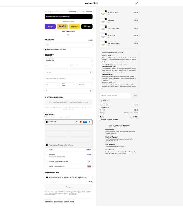 Modern Gents Trading checkout page showing Modern Gents Trading promo code box | Screenshot taken by SimplyCodes community member on Oct 11, 2025