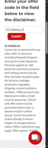 EC15MAIL25 coupon verification screenshot