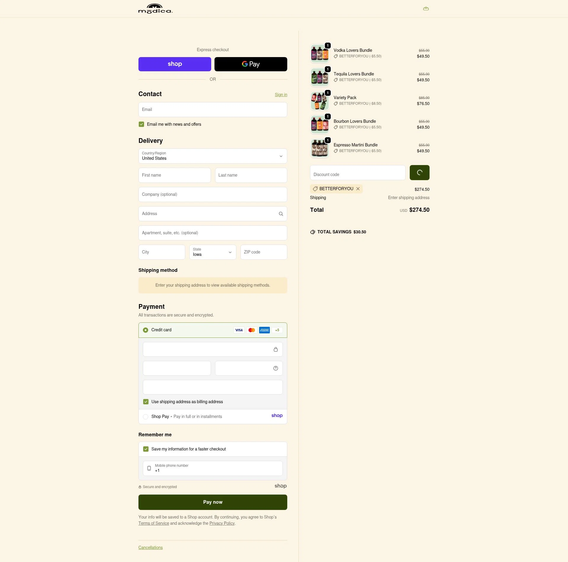 Modica checkout page showing Modica promo code box | Screenshot taken by SimplyCodes community member on Dec 23, 2025