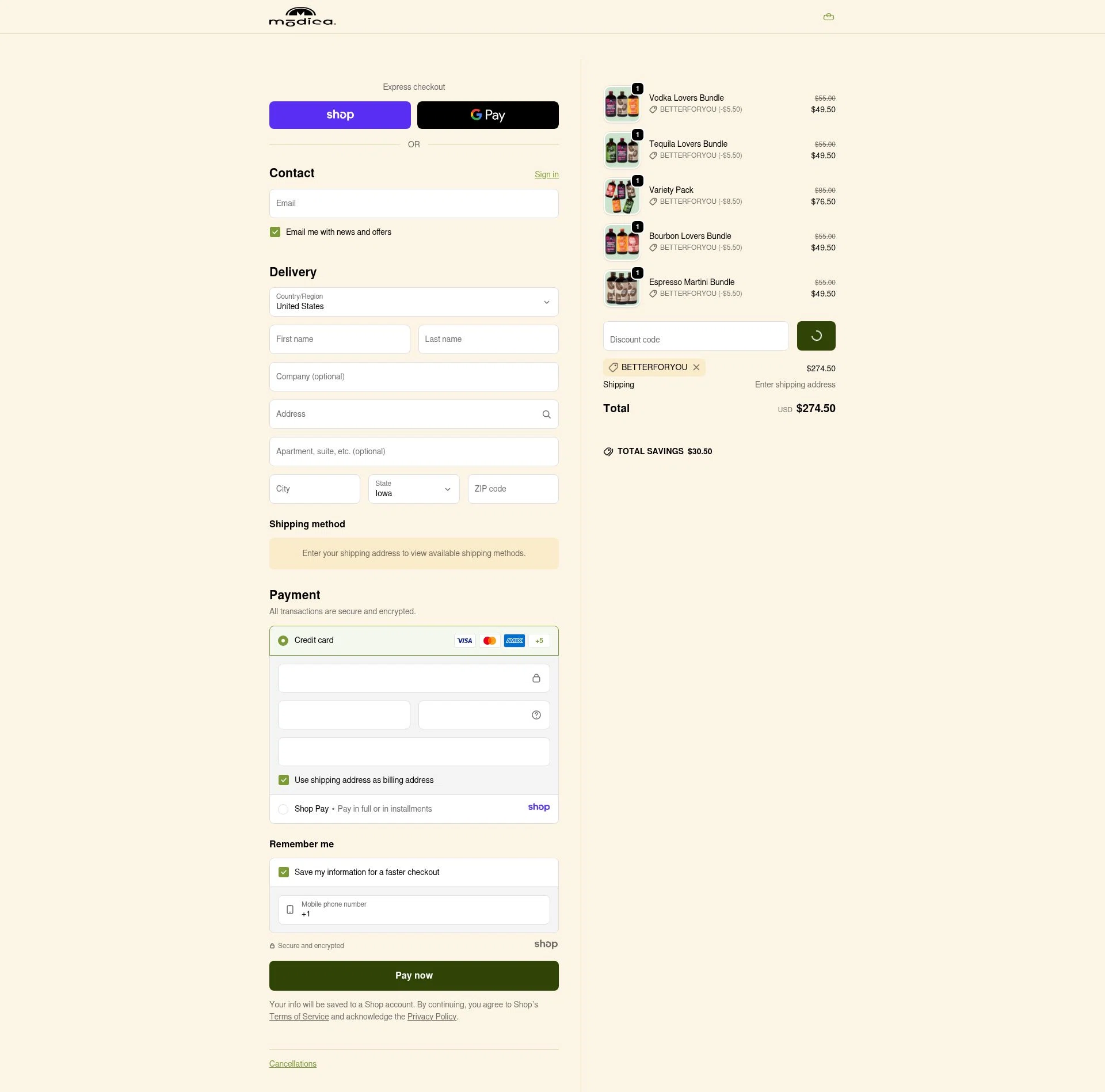 Modica checkout page showing Modica promo code box | Screenshot taken by SimplyCodes community member on Dec 16, 2025