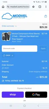 OKAY coupon verification screenshot