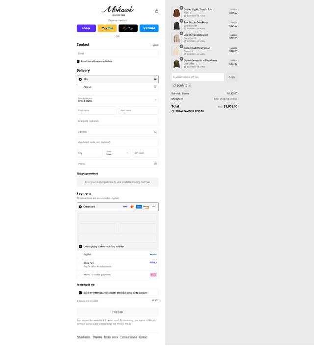 Mohawk General Store checkout page showing Mohawk General Store promo code box | Screenshot taken by SimplyCodes community member on Aug 30, 2025