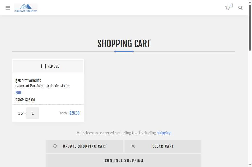 Mohawk Mountain Ski Area checkout page showing Mohawk Mountain Ski Area promo code box | Screenshot taken by SimplyCodes community member on Jul 31, 2025