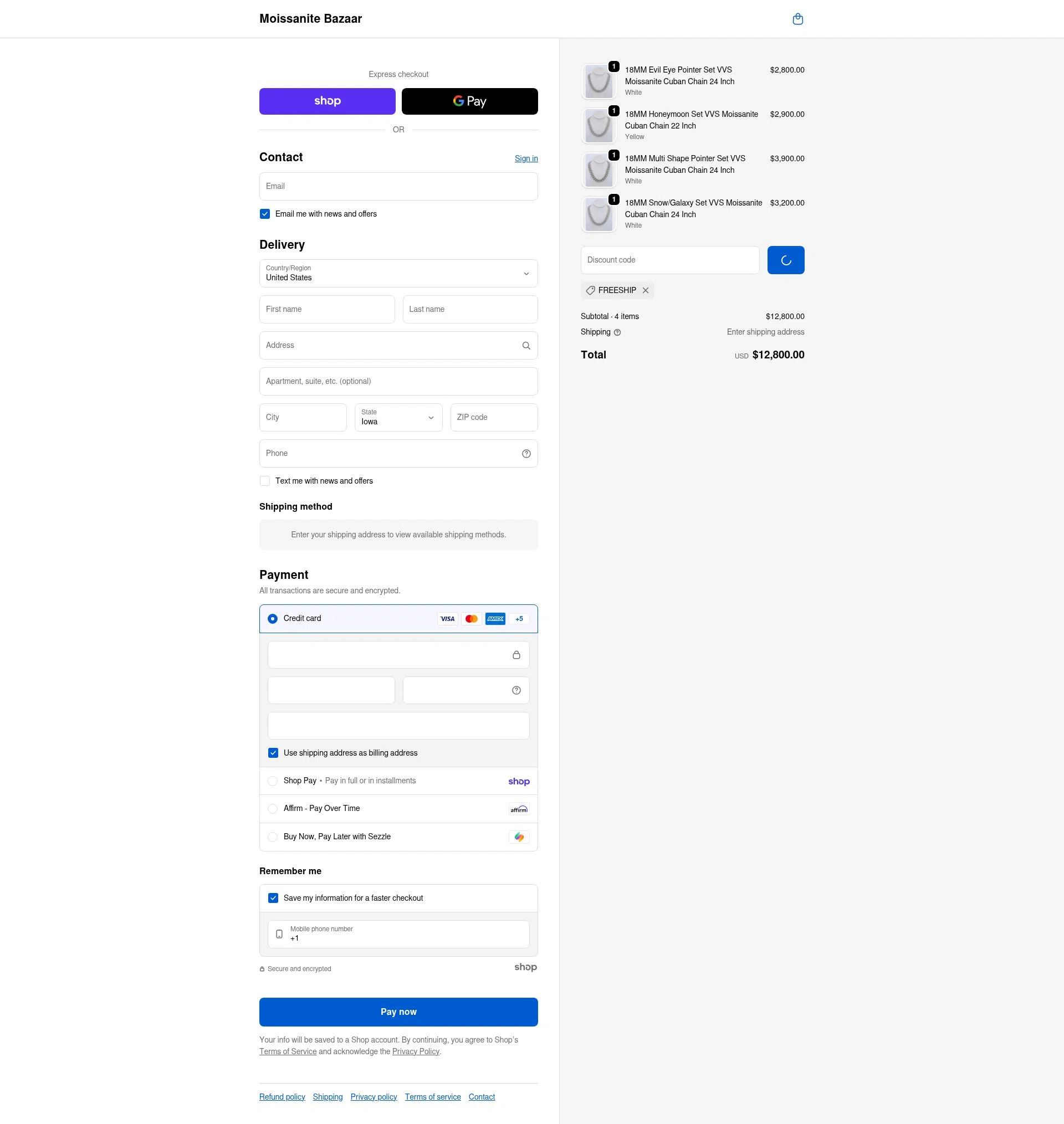Moissanite Bazaar checkout page showing Moissanite Bazaar promo code box | Screenshot taken by SimplyCodes community member on Jan 28, 2026