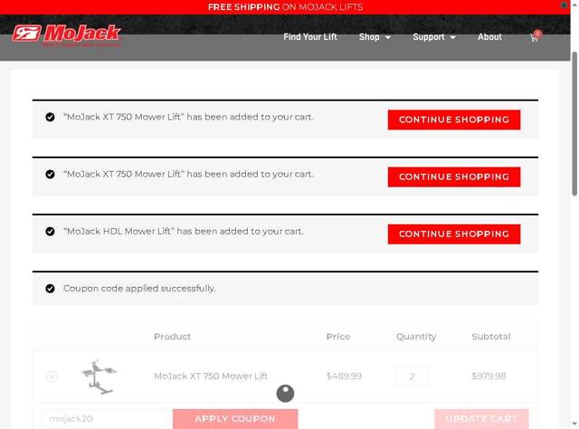 MoJack checkout page showing MoJack coupon code box | Screenshot taken by SimplyCodes community member on Aug 26, 2025