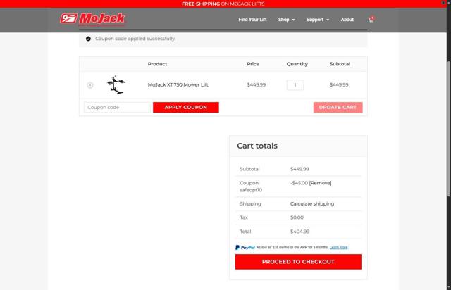 MoJack checkout page showing MoJack coupon code box | Screenshot taken by SimplyCodes community member on Jun 13, 2025