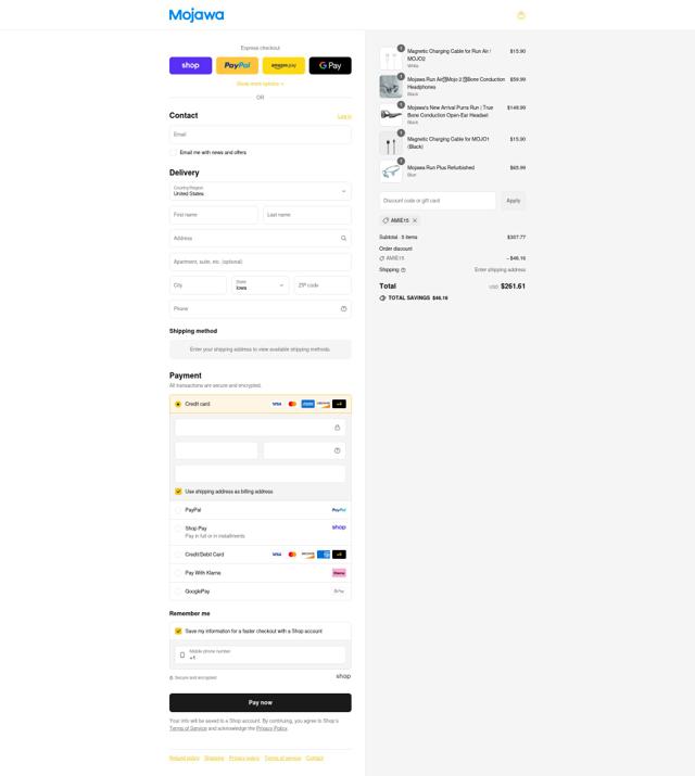 Mojawa checkout page showing Mojawa discount code box | Screenshot taken by SimplyCodes community member on Sep 9, 2025
