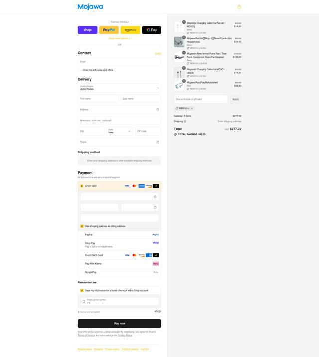 Mojawa checkout page showing Mojawa discount code box | Screenshot taken by SimplyCodes community member on Sep 9, 2025