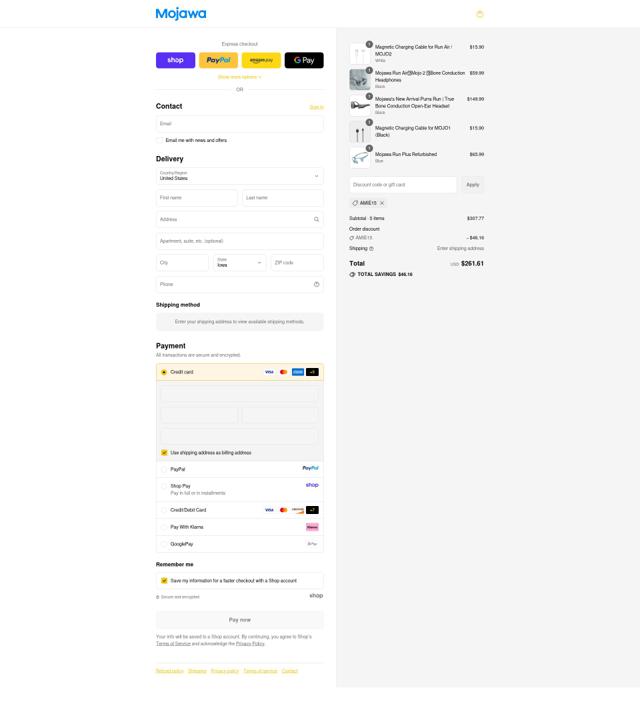 Mojawa checkout page showing Mojawa discount code box | Screenshot taken by SimplyCodes community member on Sep 13, 2025