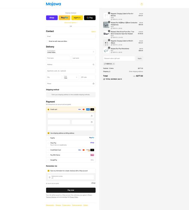 Mojawa checkout page showing Mojawa discount code box | Screenshot taken by SimplyCodes community member on Sep 13, 2025