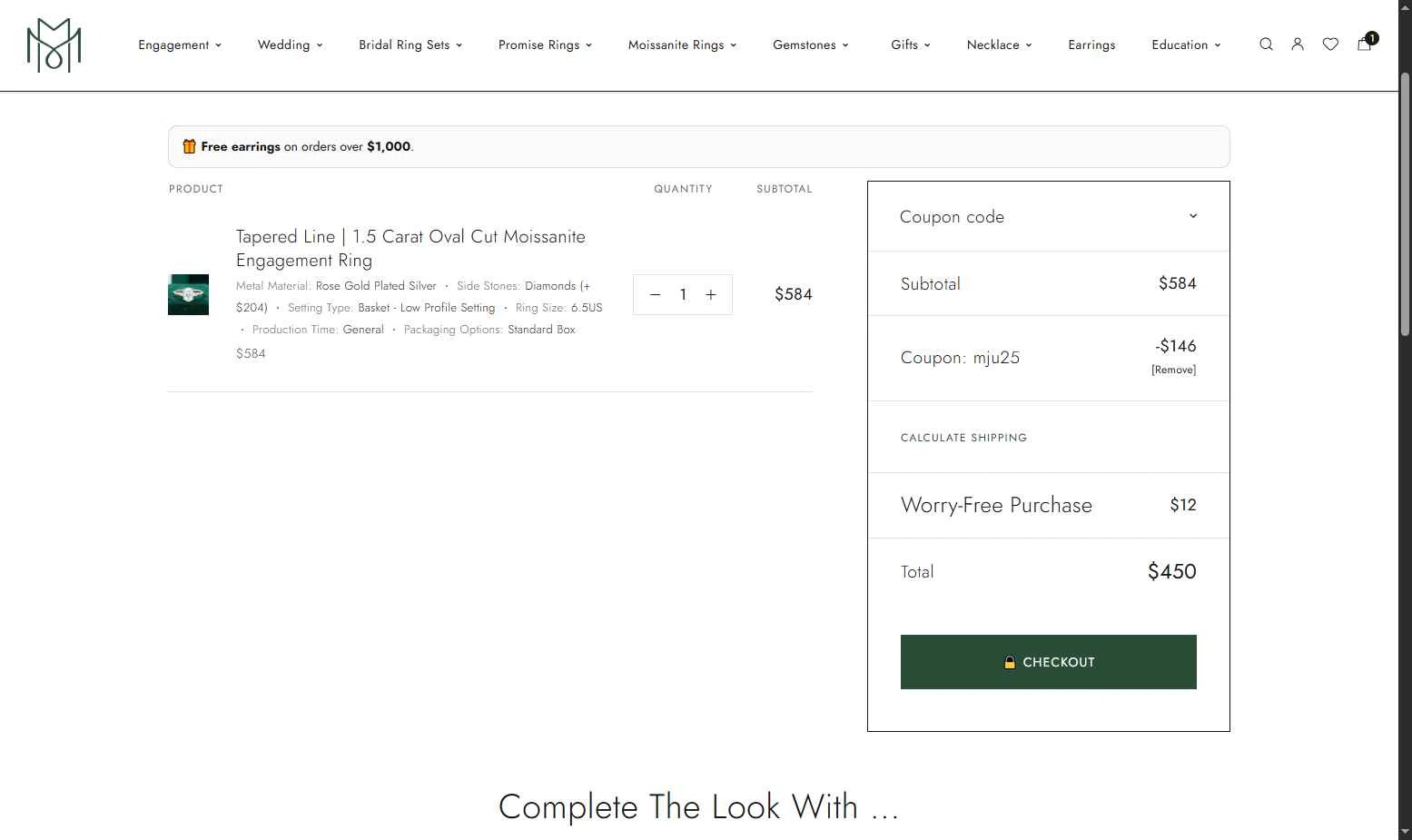 MollyJewelryUS checkout page showing MollyJewelryUS coupon code box | Screenshot taken by SimplyCodes community member on Feb 12, 2026