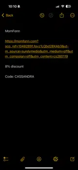 Momfann coupon verification screenshot