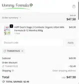 THANKYOU5 coupon verification screenshot