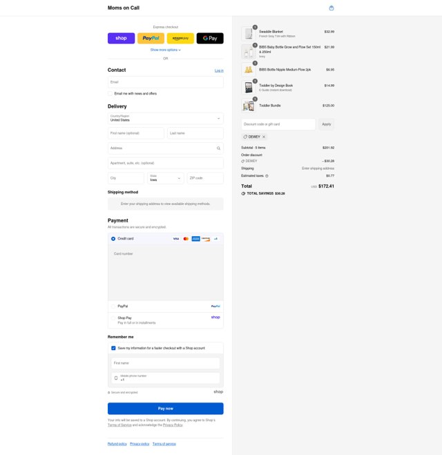 Moms on Call checkout page showing Moms on Call promo code box | Screenshot taken by SimplyCodes community member on Sep 3, 2025