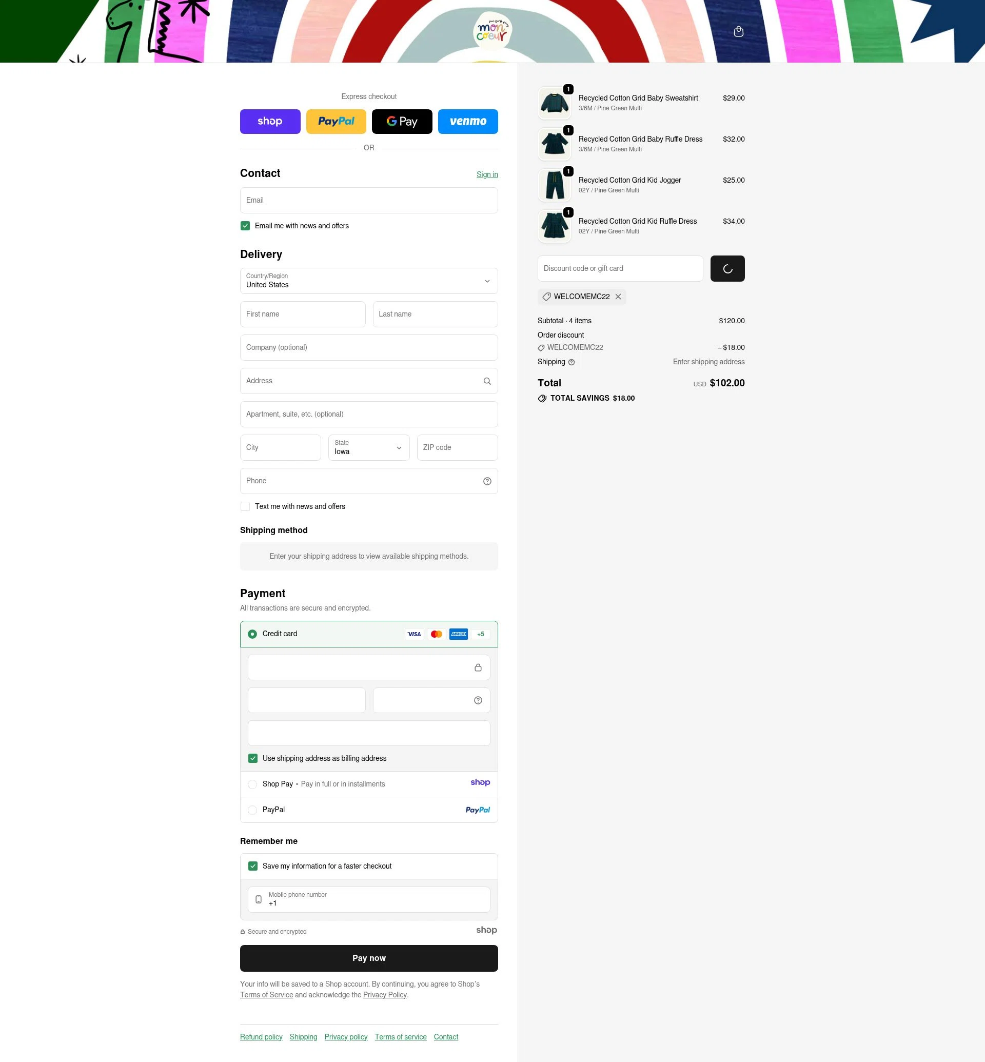 Mon Coeur checkout page showing Mon Coeur promo code box | Screenshot taken by SimplyCodes community member on Dec 29, 2025