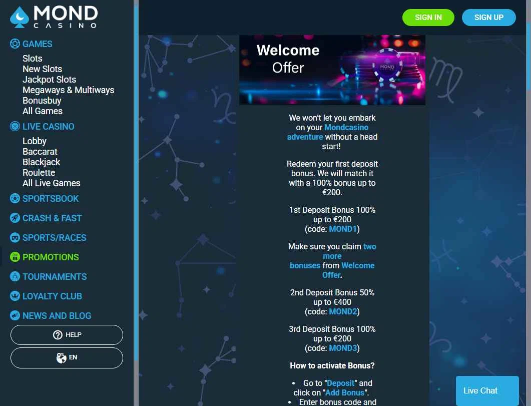 Mond Casino checkout page showing Mond Casino promo code box | Screenshot taken by SimplyCodes community member on May 28, 2025