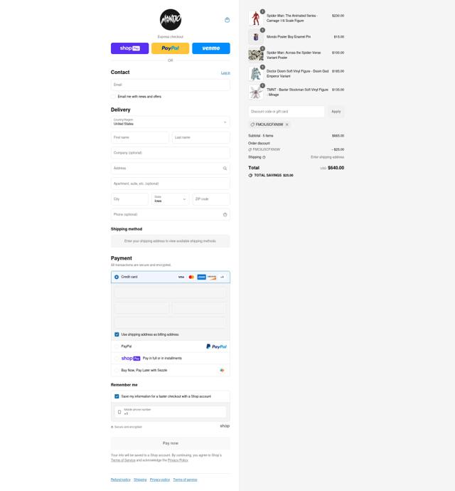 Mondo Shop checkout page showing Mondo Shop discount code box | Screenshot taken by SimplyCodes community member on Aug 3, 2025