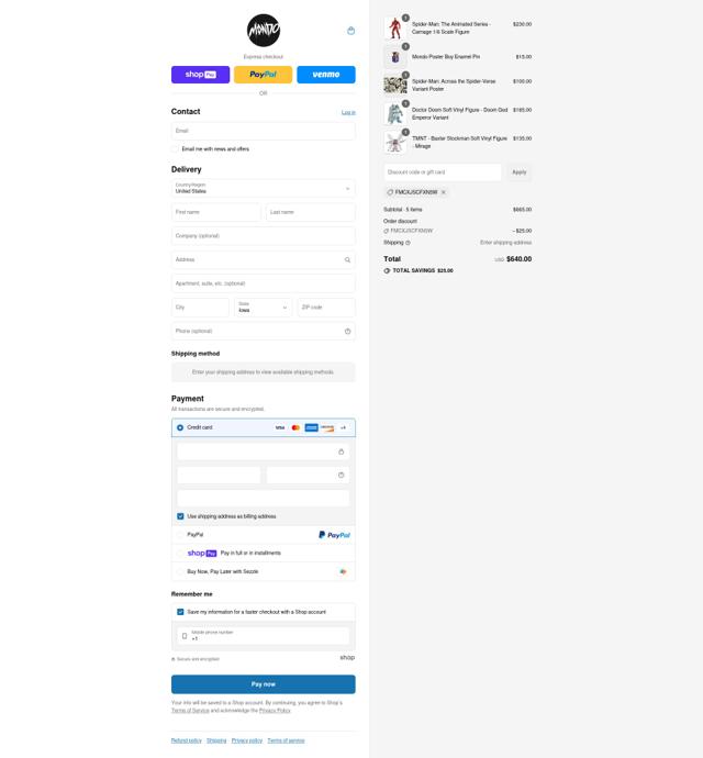 Mondo Shop checkout page showing Mondo Shop discount code box | Screenshot taken by SimplyCodes community member on Aug 4, 2025