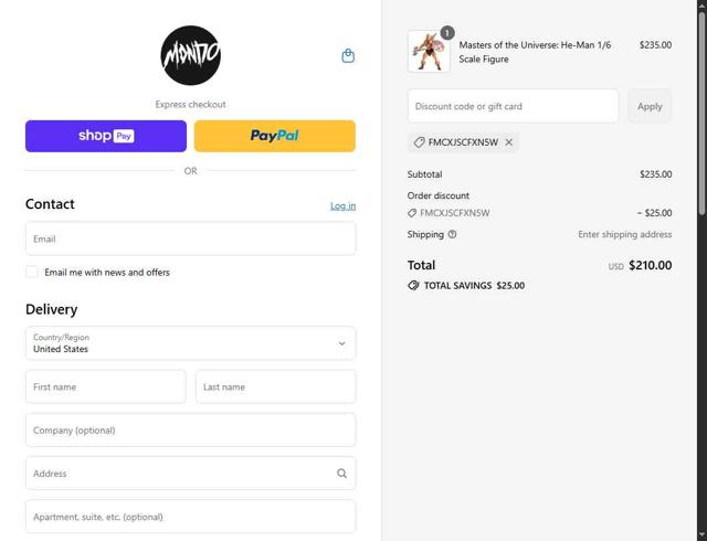 Mondo Shop checkout page showing Mondo Shop discount code box | Screenshot taken by SimplyCodes community member on Aug 7, 2025